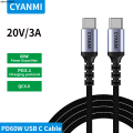 【selevn roind】CYANMI 240W 100W 60W USB Type C To USB C Cable USB-C PD Fast Charging Charger For Macbook Samsung Xiaomi Type C USB C Cable. 