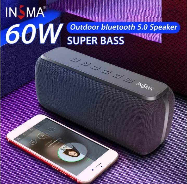 INSMA S600 Permium 60W Super Bass bluetooth 5.0 TWS TF Stereo Surround Outdoor Speaker