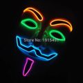 Luminous Light Up V For Vendetta Mask Cosplay Guy Fawkes Hacker EL Wire Glowing Mask For Halloween Carnival Masquerade. 
