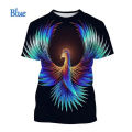 Summer new fire Phoenix 3D T shirts fashion animal lucky bird phoenix print short-sleepen top men and women personality T-shirt.