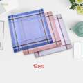 12x Hanky Premium Comfortable Soft Plaid Handkerchief for Suit Wedding Party Style A. 