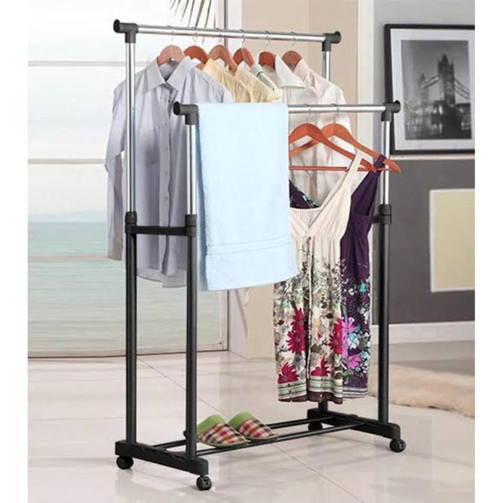 Double Pole Cloth Rack Stainless Steel