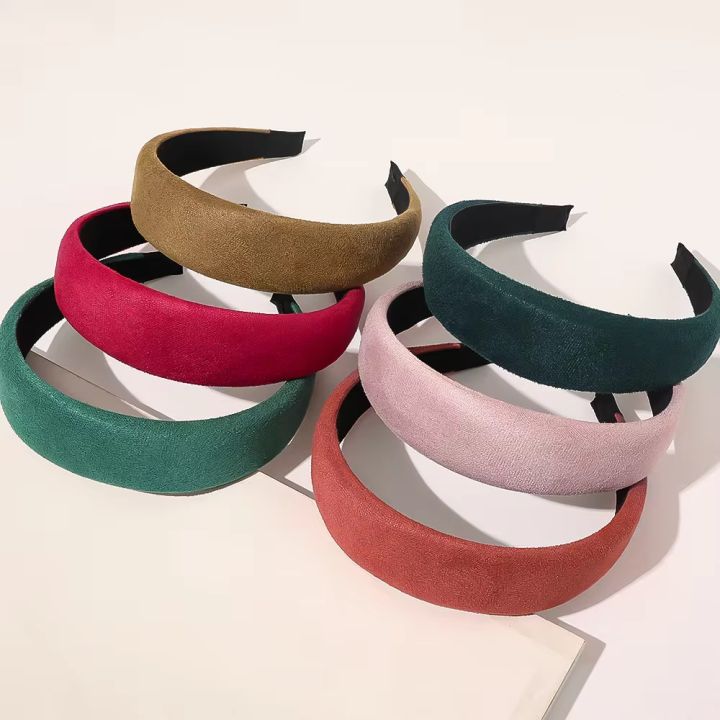 Korean version of the autumn and winter new solid color velvet headband female show face small wide-brimmed plush headband high skull sponge headband girl