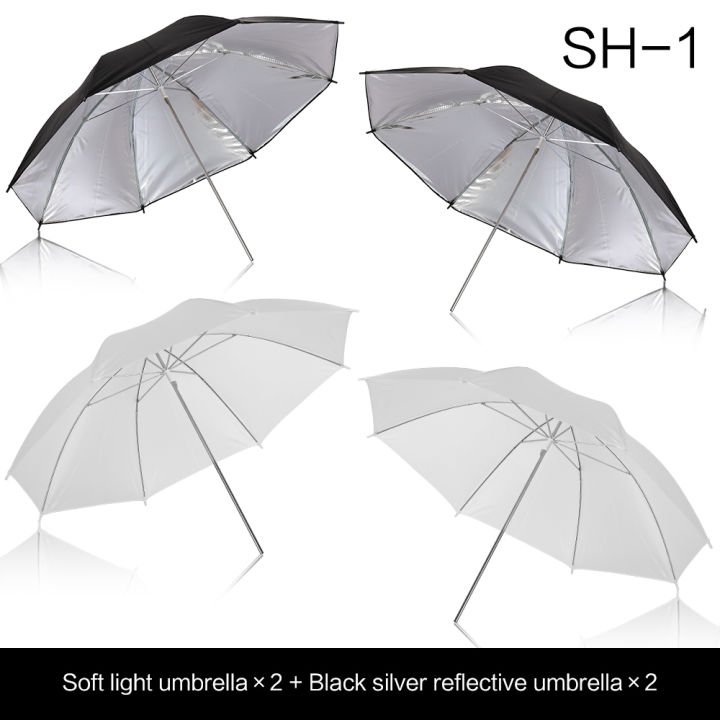 Reflective Umbrella Photo Studio Set 33 ' 84 cm Silver White Soft Light Umbrella + Dual-use 4 Pieces Photography Accessories House Foocus