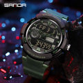Sanda Men's Watches Sports Military 50M Waterproof Digital Wristwatch for Male Clock Stopwatch Relogio Masculino 6082. 
