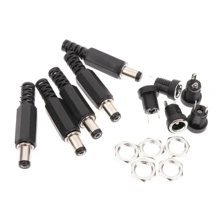 DC Male Jack and Female Socket Round Combo Pack - 2.1mm - Set of 10Pcs / 5Pair | Convenient Power Connectors for Various Applications
