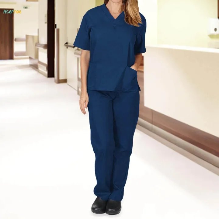 Women%20Nursing%20Scrubs%20Uniform%20Top%20Pants%20Set%20suits%20Clothing%20for%20Worker%20Pet%20Groomer%20-%20Image%208