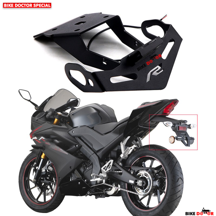 Motorcycle%20Magnetic%20License%20Plate%20Holder%20Fender%20Eliminator%20Tail%20Tidy%20for%20YAMAHA%20R15%20V3%20With%20LED%20&%20Fittings-Black%20(Imported)%20-%20Image%202