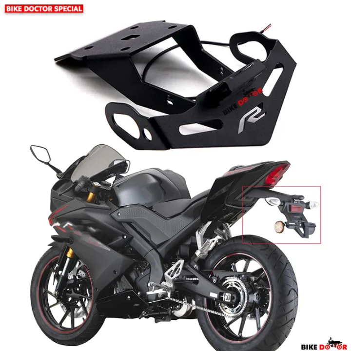 Motorcycle%20Magnetic%20License%20Plate%20Holder%20Fender%20Eliminator%20Tail%20Tidy%20for%20YAMAHA%20R15%20V3%20With%20LED%20&%20Fittings-Black%20(Imported)%20-%20Image%202