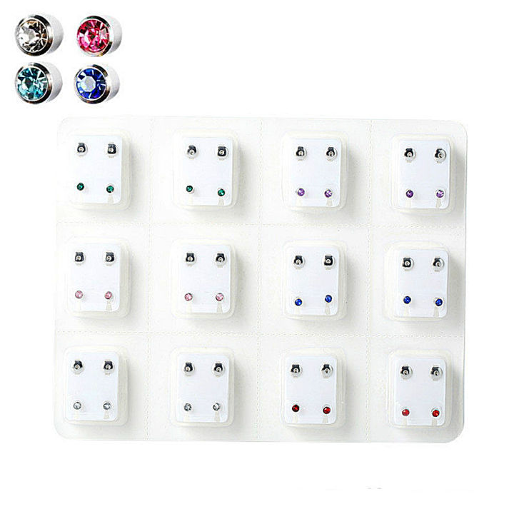 12%20Pairs%20Medical%20Earrings%20Piercing%20Tool%20Kits%20Ear%20Stud%20Surgical%20Steel%20Ear%20Studs%20-%20Image%202