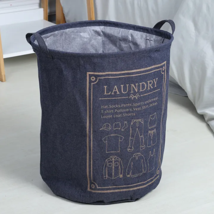 Denim%20fabric%20round%20storage%20basket%20foldable%20household%20waterproof%20dirty%20clothes%20basket%20multi-purpose%20trendy%20student%20storage%20bucket%20-%20Image%203