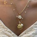 Enacolor 2Pcs/Set Multi-layer Stacking Ocean Pearl Starfish Shell Pendant Necklace for Women Trendy Beach Jewelry New 2025. 