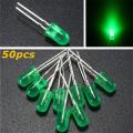 50Pcs- 5Mm Colorful Green Led 5Mm Round Led Light Emitting Diode Basic Green Light Bulbs For Electronics Project Indicator Front Panels Led Light Diy - Rgb Light.