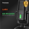 Saramonic SR-MV2000 Large Diaphragm Professional USB Studio Microphone with Magnetic Tabletop Stand, Headphone Out and Multi-Color LED for Computers and Mobile Devices (SR-MV2000).