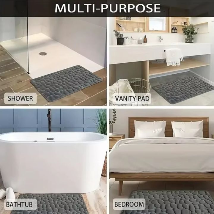 3D%20Non%20Slip%20Bathroom%20Mat%20Cobblestone%20Embossed%20Bath%20Mats%20Memory%20Foam%20Absorbent%20Doormat%20Carpet%20Door%20Floor%20Mats%20Machine%20Washable%20Quick%20Drying%20Door%20Rug%20Indoor%20Bathroom%20Accessories%20-%20Image%203