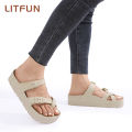 Litfun Fashion Platform Sandals Women EVA Insole Clogs with Arch Support Adjustable Buckle Slippers Feamle Outdoor Beach Slides.