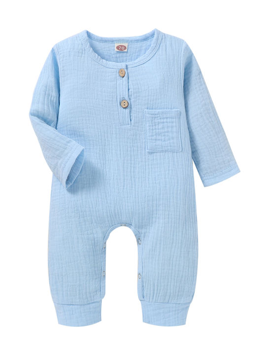 【Heartbeat Girl Store】(New) unisex baby solid color romper, long