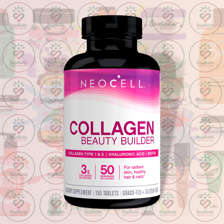 NeoCell Collagen Beauty Builder – 3g Collagen – 150 Tablets – with Hyaluronic Acid & Biotin – for Radiant Skin, Healthy Hair & Nails