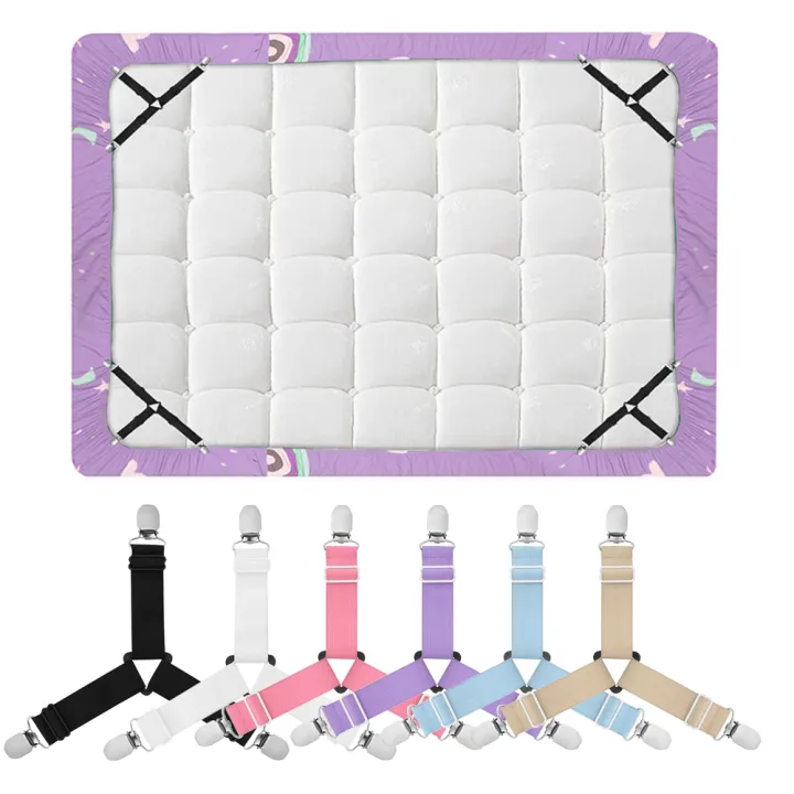 4Pcs/set%203%20Clips%20Adjustable%20Bed%20Corner%20Holder%20Bed%20Sheet%20Fasteners%20Mattress%20Cover%20Clips%20Heavy%20Duty%20Bedding%20Sheets%20Elastic%20Straps%20-%20Image%205