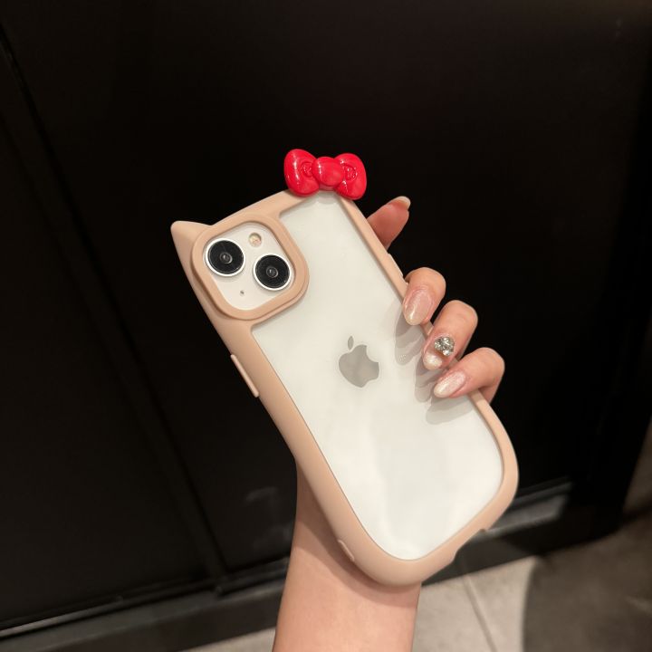 Sroof%20%20Case%20%20For%20iPhone%2011%2012%2013%2014%2015%20Pro%20Max%20New%20Cat%20Ear%20Simple%20and%20Creative%20Trendy%203D%20Cute%20Red%20Bow%20phone%20case%20back%20cover%20-%20Image%203