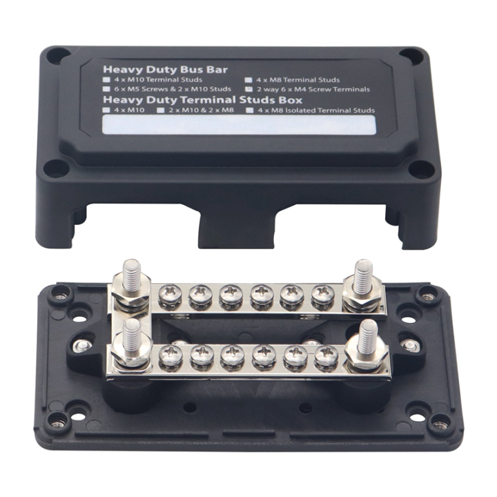 100A%20Bus%20Bar%20Heavy%20Duty%20Power%20Distribution%20Block%20Busbar%20Box%20Module%20with%2012XM4%20M6%20Terminal%20Studs%20for%20Car%20RV%20Boat%20Black%20Replacement%20Accessories%20-%20Image%207