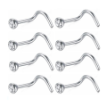 12/24/36Pcs L Shape Nose Ring Curve Pack Crystal Straight Nose Ring Set Nose Stud Lot Piercing Nariz Cuff Nase Pircing Nose Clip.
