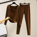 Popular Bottoming Top Pants Set Double Sided Derong Soft Basic Top Pants Moisture Absorbing Traceless Basic Top Pants Set. 
