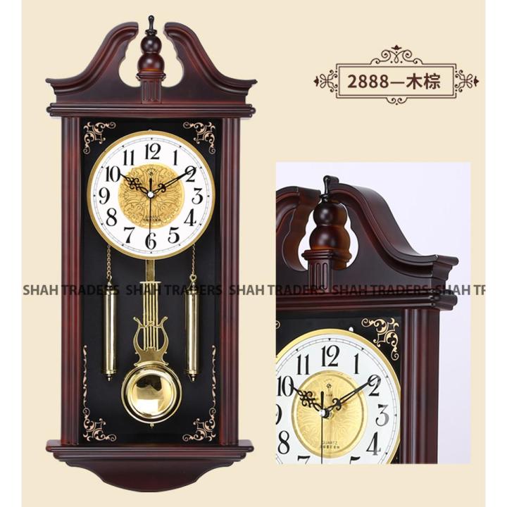 Luxury Imitation Wood Grain Retro Silent Swing Wall Clocks Large Pendulum Wall Clocks Living Room Reloj De Pared Modern Design