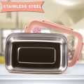Stainless Steel Transparent Printed Lunch Tiffin Box for School/Office/College for Kids, Men, Women (Big, Pink).