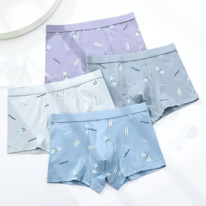 Junior High School Student Men's Underwear Youth Pure Cotton Boxer Brief Breathable Boys Boxer Briefs Male High School Student Fashion
