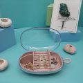 Oval Multi Compartment Jewelry Box . Small Jewelry Organizer Portable Jewelry Box Storage Case Travel Size Jewelry Display Showcase Holder w Clear Lid 4 Dividers Rings Necklaces Bracelets Earrings Gift Girls Ladies Women..
