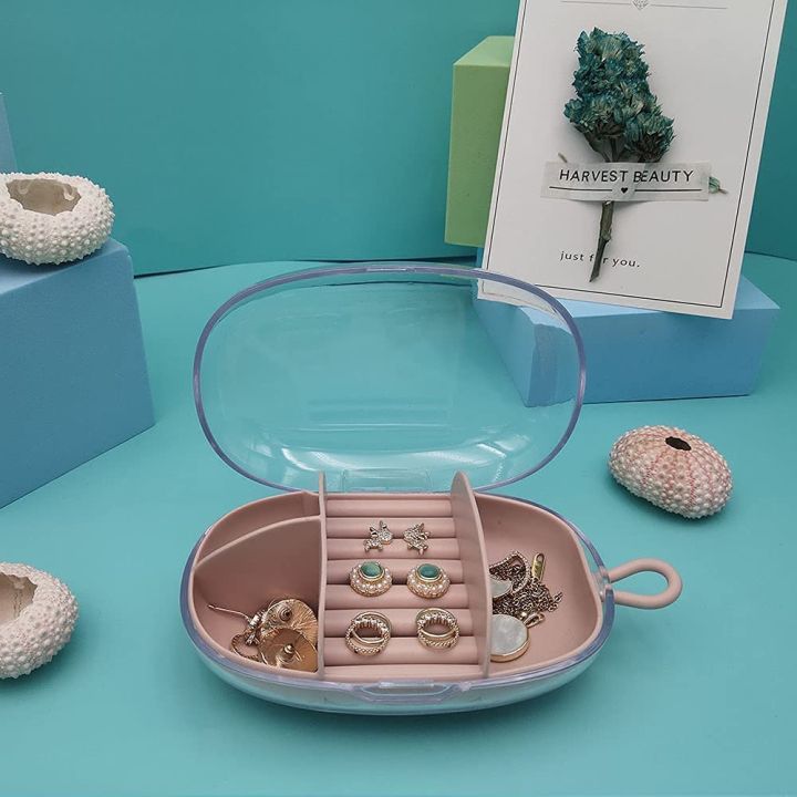 Oval%20Multi%20Compartment%20Jewelry%20Box%20.%20Small%20Jewelry%20Organizer%20Portable%20Jewelry%20Box%20Storage%20Case%20Travel%20Size%20Jewelry%20Display%20Showcase%20Holder%20w%20Clear%20Lid%204%20Dividers%20Rings%20Necklaces%20Bracelets%20Earrings%20Gift%20Girls%20Ladies%20Women.%20-%20Image%202