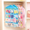 16 Pockets Clear Hanging Bag Socks Tie Bra Underwear Rack Hanger Storage Organizer Foldable Wardrobe Wall Door Back Hanging Bags. 