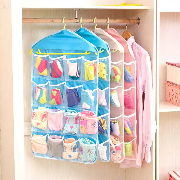 16%20Pockets%20Clear%20Hanging%20Bag%20Socks%20Tie%20Bra%20Underwear%20Rack%20Hanger%20Storage%20Organizer%20Foldable%20Wardrobe%20Wall%20Door%20Back%20Hanging%20Bags%20-%20Image%203
