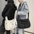 Fashion brand literary youth shoulder bag (female ins style) solid color lovers versatile work clothes bag (male canvas bag).