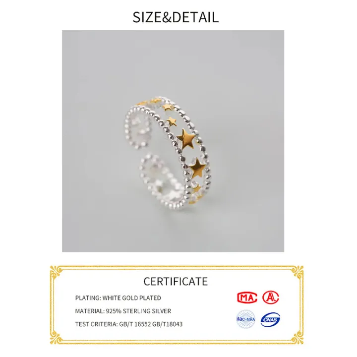 100%25%20Pure%20925%20Sterling%20Silver%20Ring%20Fashion%20Simple%20Gold%20stars%20Ring%20Thin%20Geometric%20finger%20Ring%20For%20Women%20Jewelry%20Anti%20Allergy%204.9%20Loser%20Lione%20-%20Image%202