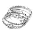 4Pcs/set Retro Bracelet for Women Girls Crystal Shiny Adjustable Opening Chain Bracelets Punk Bangle Charm Bracelets Jewelry Gift.