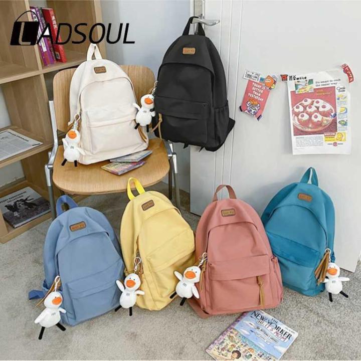 Unisex Fashion Korean Nylon Backpack Student Japanese Solid Color School Backpack Girl All-Match Lightweight Travel Backpack