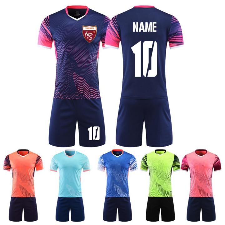 Custom football Sets uniform Men Youth Club Team Football jerseys College  Soccer Uniforms Kits Kids blank shirt shorts Sets