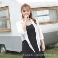 Short Cardigan All-Matching Outerwear White Coat with Skirt Small Shawl Suspender Skirt Summer Top Women's Thin. 