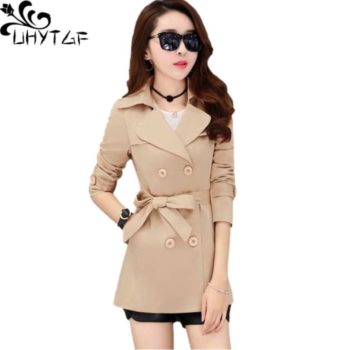 New%20Double-ed%20Spring%20Autumn%20Jacket%20Women's%20Fashion%20Belt%20Slim%20Thin%20Short%20Outerwear%20Elegant%20Female%20Plus%20Size%20Coat%20140%20-%20Image%203