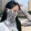 Summer sun protection mask, breathable, men's and women's ice silk ear-hanging neck scarf, full face sunshade, cycling facial mask, veil trend.