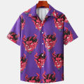 2024 Devil Horror 3d Hawaiian Shirt Man Loose Male Clothes Breathable Men's Shirts Summer Short Sleeve Shirt Top Men's Clothing. 