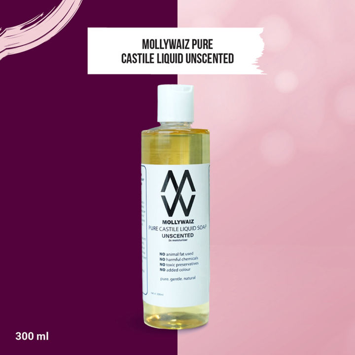 Body Wash and Face Wash Pure Castile Liquid Soap UNSCENTED 300ML