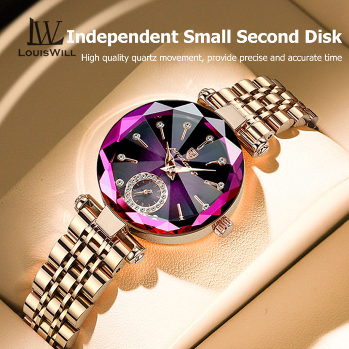LouisWill%20Women's%20Fashion%20Watches%20Gradient%20Two%20And%20A%20Half%20Needle%20Watch%20Independent%20Second%20Disk%20Design%20Diamond%20Encrusted%20Steel%20Band%20Watch%20Casual%20Quartz%20Watch%20Elegant%20Gifts%20-%20Image%205