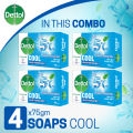 Dettol Soap Cool Quad Pack (75gm X 4), Bathing Bar Soaps with Crispy Menthol. 