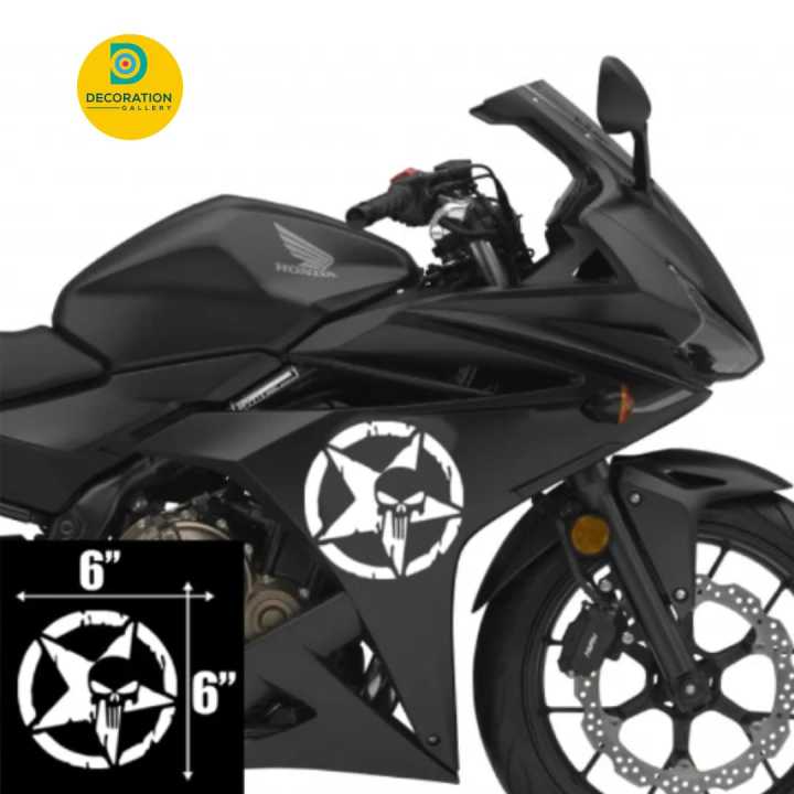Skull Scratch Star Bike Stickers Compatible for bike sticker/Skulls Punisher Pentacle Five-pointed Star bike Stickers Creative Decoration Decals /Waterproof and Premium Quality)/ bike sticker/ Motorcycle stickers/ Decoration sticker for bike