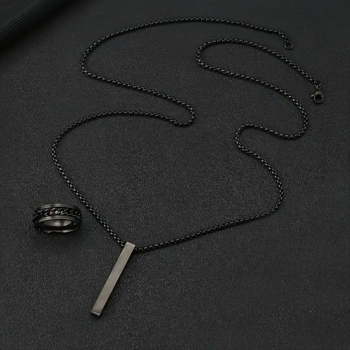 3pcs/set%20Men's%20Fashion%20Alloy%20Cross%20Pendant%20Necklace%20+%20Bracelet%20+%20Ring%20Set%20%20for%20Men%20-%20Image%204