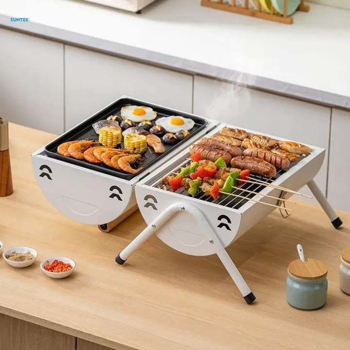Grill%20Barbecue%20Grill%20Camping%20Grilling%20Meat%20Holder%20Rack%20Cooking%20Tabletop%20Grill%20for%20Outdoor,%20Camping,%20Campfire%20,%20With%20Baking%20Tray,%20White%20-%20Image%205