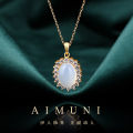 【Cross-border e-commerce 】High-end fashion, light luxury, opal, white jade necklace, celebrity style, diamond necklace woman. 